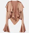 Norma Kamali Long Sleeve Ruffle Bodysuit In Brown