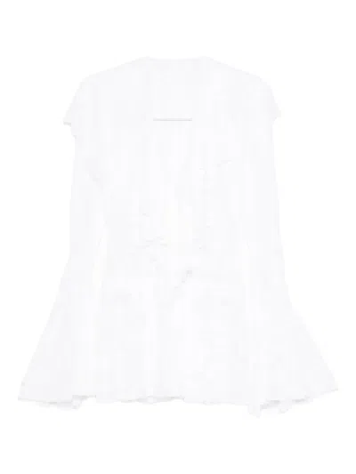 Norma Kamali Ruffled Long-sleeve Mini Dress In White
