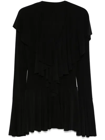 Norma Kamali Ruffled Jersey Mini Dress In Black