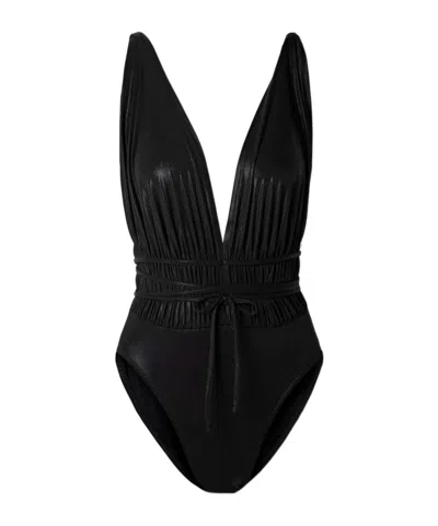Norma Kamali Ruffled One Piece Swimsuit In Black