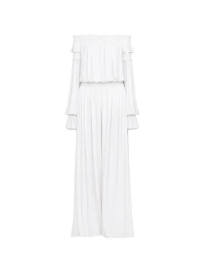 Norma Kamali Hose Mit Rüschen In White
