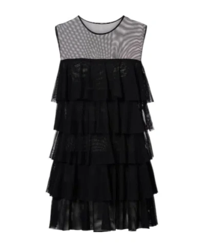 Norma Kamali Ruffled Semi-sheer Gown In Black