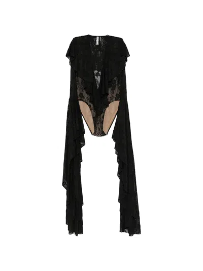 Norma Kamali Ruffled V-neck Bodysuit In Pattern