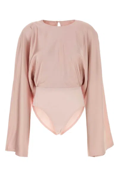 Norma Kamali Satin Bodysuit In Pink
