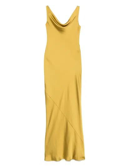 Norma Kamali Satin-finish Dress In Yellow