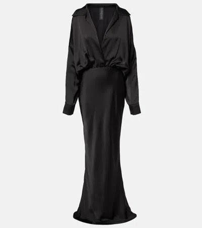 Norma Kamali Satin Gown In Black