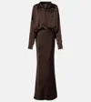 Norma Kamali Satin Gown In Brown