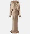 Norma Kamali Satin Gown In Brown