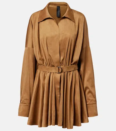 Norma Kamali Satin Shirt Dress In Neutral