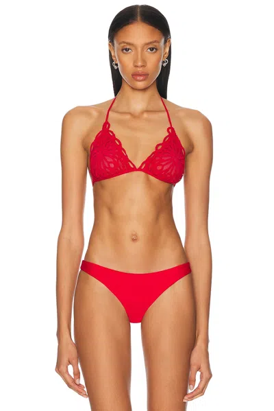 Norma Kamali Scallop Bikini Bra In Red