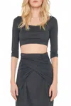 Norma Kamali Scoop Neck Cropped Top In Dark Grey In Gray