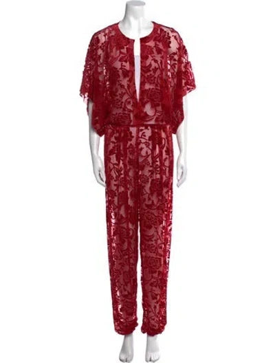 Pre-owned Norma Kamali Scoop Neck Jumpsuit In Red