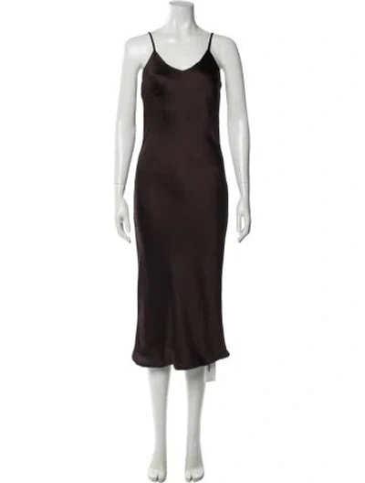 Pre-owned Norma Kamali Scoop Neck Long Dress In Brown