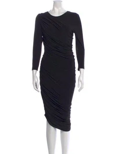 Pre-owned Norma Kamali Scoop Neck Midi Length Dress In Black