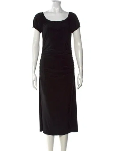 Pre-owned Norma Kamali Scoop Neck Midi Length Dress In Black