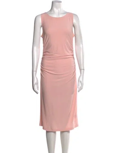 Pre-owned Norma Kamali Scoop Neck Midi Length Dress In Pink