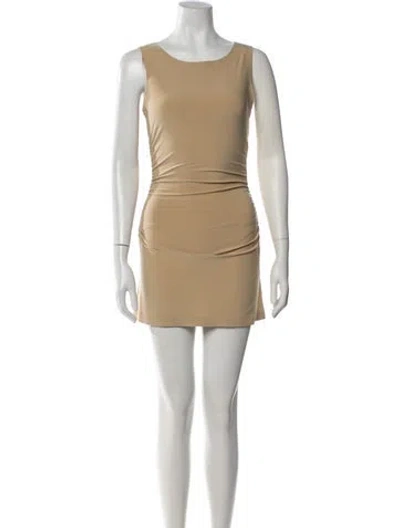 Pre-owned Norma Kamali Scoop Neck Mini Dress In Neutrals