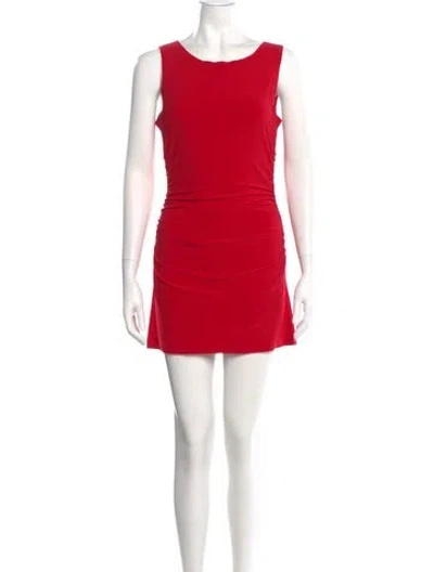 Pre-owned Norma Kamali Scoop Neck Mini Dress In Red