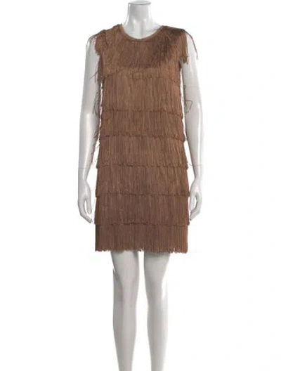Pre-owned Norma Kamali Scoop Neck Mini Dress W/ Tags In Brown