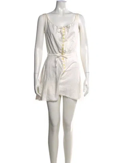 Pre-owned Norma Kamali Scoop Neck Romper In White