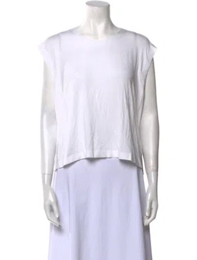 Pre-owned Norma Kamali Scoop Neck Short Sleeve Crop Top W/ Tags In White