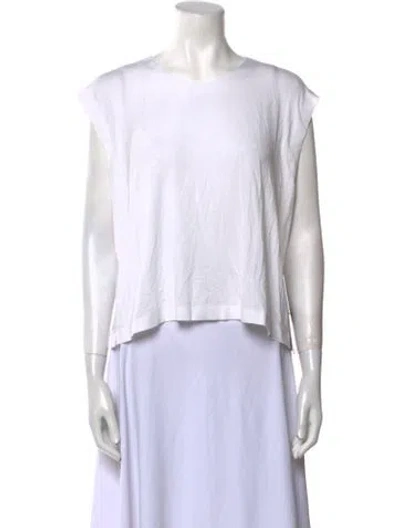 Pre-owned Norma Kamali Scoop Neck Short Sleeve Crop Top In White
