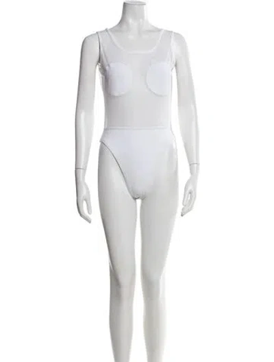 Pre-owned Norma Kamali Scoop Neck Sleeveless Bodysuit In White