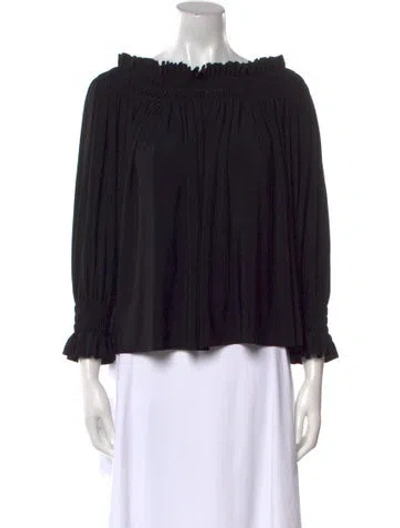 Pre-owned Norma Kamali Scoop Neck Three-quarter Sleeve Blouse In Black
