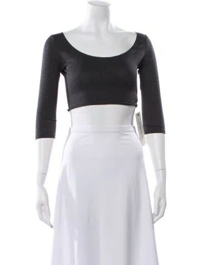 Pre-owned Norma Kamali Scoop Neck Three-quarter Sleeve Crop Top In White