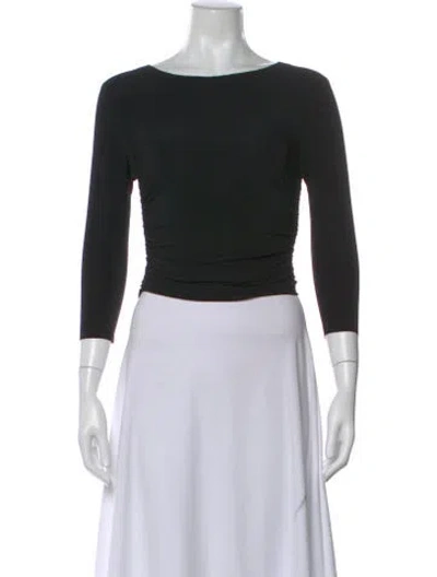 Pre-owned Norma Kamali Scoop Neck Three-quarter Sleeve Top In Black