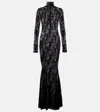 Norma Kamali Semi-sheer Lace Gown In Black
