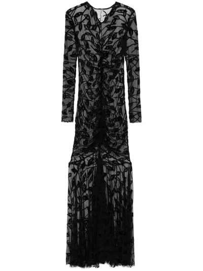 Norma Kamali Semi-sheer Maxi Dress In 黑色