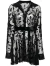 Norma Kamali Leaf Embroidery Mini Dress With Belted Waist
