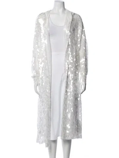 Pre-owned Norma Kamali Sequin Coat In White