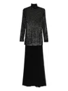 Norma Kamali Sequin-embellished Stretch-tulle Turtleneck Gown In Black