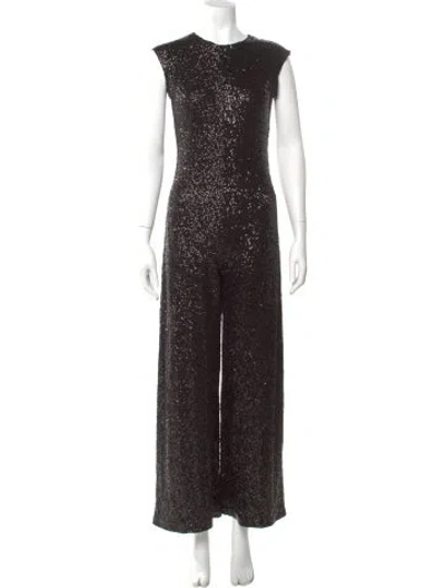 Pre-owned Norma Kamali Sequin Printed Jumpsuit In Black
