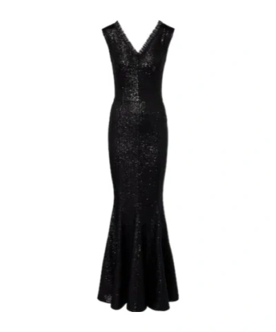 Norma Kamali Sequined Stretch-tulle Gown In Black