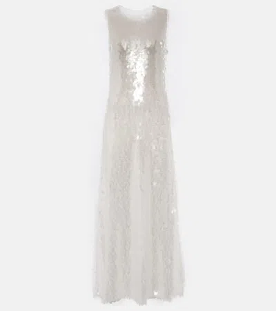 Norma Kamali Sequined Maxi Dress In Transparent