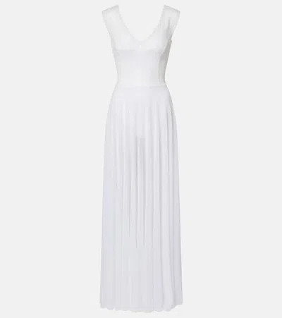 Norma Kamali Sequined Mesh Gown In White
