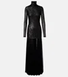 Norma Kamali Sequin-embellished Stretch-tulle Turtleneck Gown In Black
