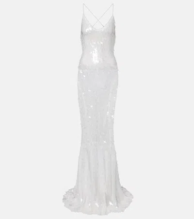 Norma Kamali Sequined Open-back Gown In Red