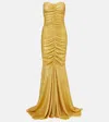 Norma Kamali Strapless Shirred Fishtail Maxi Dress