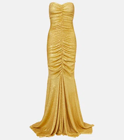 NORMA KAMALI SEQUINED RUCHED GOWN