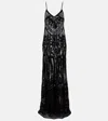 Norma Kamali Sequined Semi-sheer Gown In Black