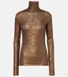 Norma Kamali Slim Fit Long Sleeve Turtle Top In Gold