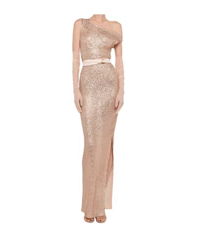Norma Kamali Sequin-embellished Dress In Neutral