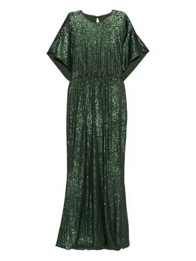 Norma Kamali Sequinned Maxi Dress In Green