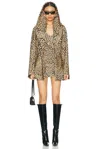 Norma Kamali Shawl Collar Peplum Jacket In Cheetah Patch