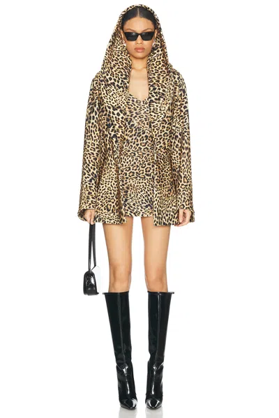 Norma Kamali Shawl Collar Peplum Jacket In Cheetah Patch