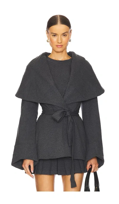 Norma Kamali Shawl Collar Peplum Jacket In Grey